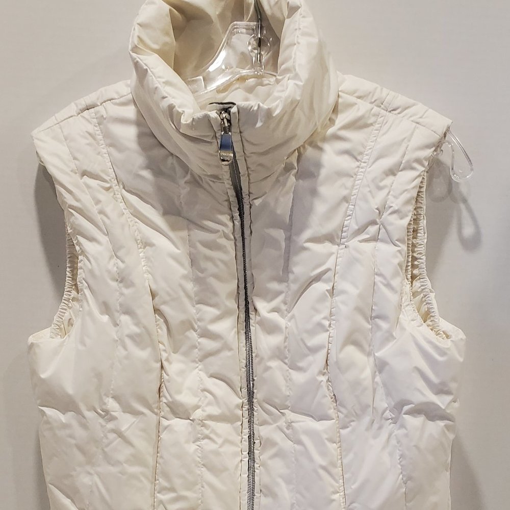 Vintage Womens Nils Goose Down Ski Vest-White-Zip front-80/20-Warm-Puffy-Size 8